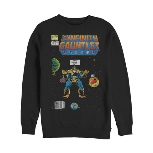 Men s Marvel Thanos Infinity Gauntlet Comic Book Sweatshirt Black 3X Large