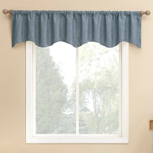 1pc 50"x18" Sun Zero Bronte Floral Jacquard 100% Blackout Rod Pocket Curtain Valance Denim - 1 of 4