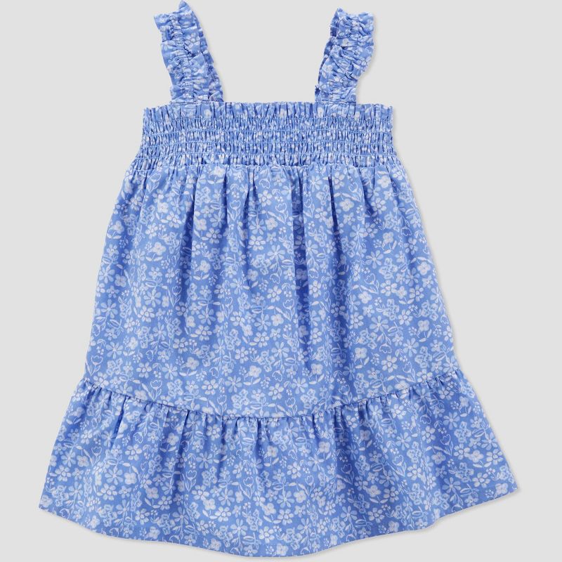 Carter's Just One You® Baby Girls' Floral Dress with Hat - Blue/White, 4 of 5