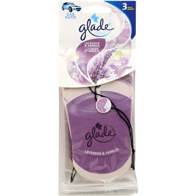 Glade 3pk Car Hanging Paper Lavender Vanilla Air Freshener