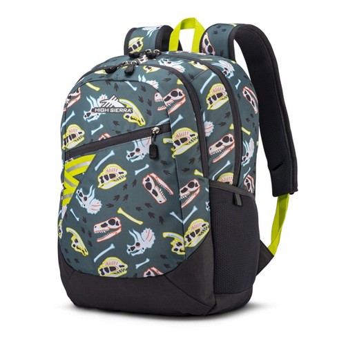 High Sierra Bts Outburst Backpack With Dual Water Pockets And Zippered Front Pocket For School Work And Travel Dino Dig And Mercury Target