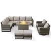 POCASSY 8 Piece Outdoor Sectional Patio Furniture Set, All Weather Gray Wicker Outdoor Furniture Set with Swivel Chair and 41" Propane Fire Pit - 3 of 4