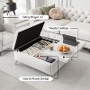 Angel Sar Upholstered Lift Top Coffee Table, White Center Table with Safety Hinged Lid and Metal Legs - 4 of 4
