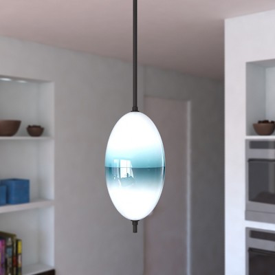 VAXCEL Somerset LED Bronze Mini Pendant Ceiling Light Blue and White Glass