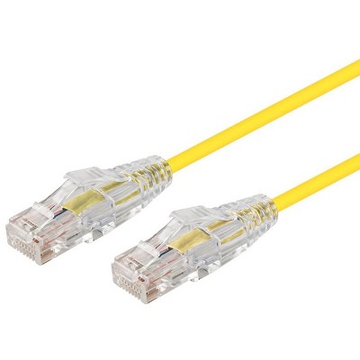 Monoprice Cat6 Ethernet Patch Cable - 10 feet - Yellow, Snagless RJ45 Stranded 550MHz UTP CMR Riser Rated Pure Bare Copper Wire 28AWG - SlimRun Series