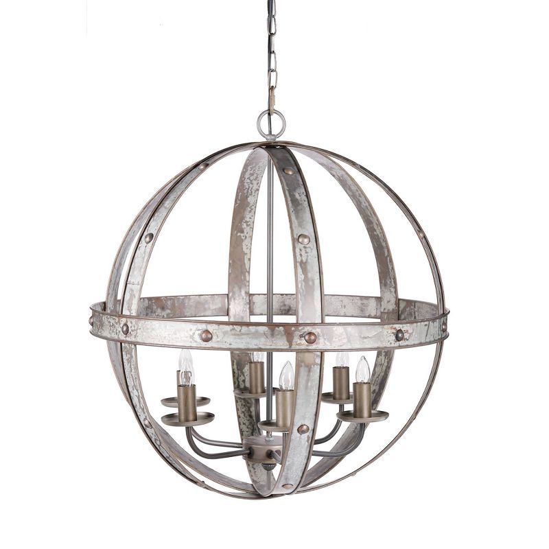 6-Light Ordway Iron Sphere Chandelier Ceiling Light Antique Silver - A&#38;B Home, 3 of 5