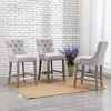 WestinTrends 24" Linen Tufted Buttons Upholstered Wingback Counter Stool (Set of 3) - 2 of 4