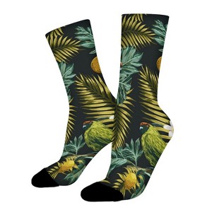 Leaves Fruits And Bird Women Printed Crew Socks Funny Funky Socks Soft Polyester Novelty Gifts for Artists Men - 1 of 1