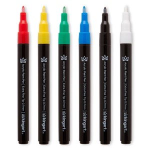 KINGART Acrylic Paint Pens Extra Fine 6 Primary Colors - 1 of 4