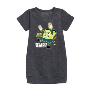 - SpongeBob SquarePants - Bikini Bottom Beware Graphic Short Sleeve Fleece Dress - 1 of 4