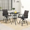 Tangkula 3 PCS PE Wicker Patio Swivel Bar Set Table & Chairs w/ Quick-Drying Foam - 2 of 4