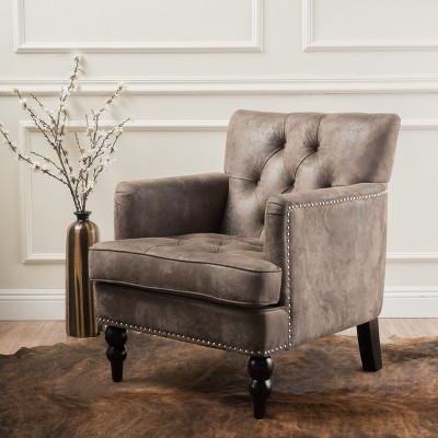 Christopher Knight Home Harrison Tufted Club Chair - Upholstered Accent Armchair, Classic Living Room Seating