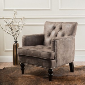 Christopher Knight Home Harrison Tufted Club Chair - Upholstered Accent Armchair, Classic Living Room Seating - 1 of 4