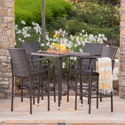 Colbin 5pc Wicker Patio Bar Set - Brown - Christopher Knight Home