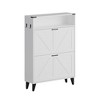 Farmhouse Shoe Cabinet with 2 Flip Drawers – Narrow Freestanding Shoe Organizer with Metal Legs for Entryway, Foyer, Hallway - 3 of 4