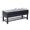 Aghana Digitals 44" Black Faux Leather Tufted Storage Ottoman Bench with Slatted Shoe Rack & Padded - 2 of 4