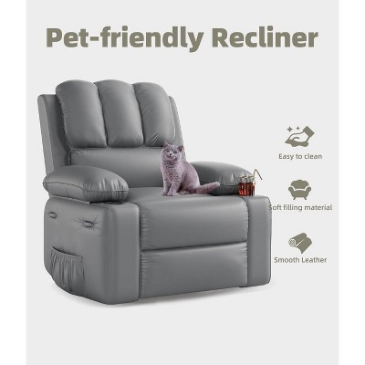 Oversized 27" Recliner Chairs with Heat and Massage - 360° Swivel Lazy Sofa for Adults- Manual Chair Recliner with Cup Holder