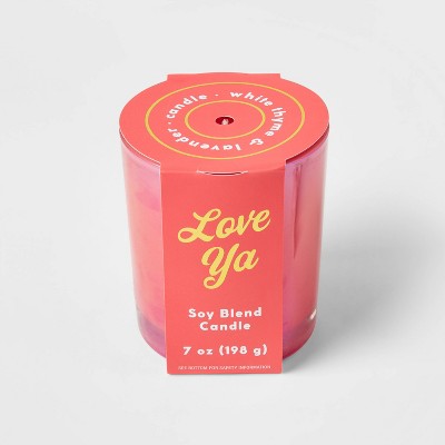 7oz Celebration Coral Hot Pink Glass with Iridescent Finish 'Love Ya' Candle - Opalhouse™