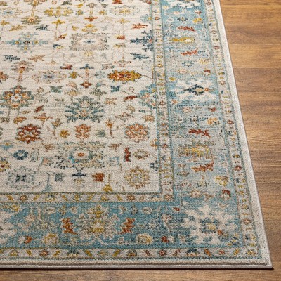 Dasaki Pale Blue and Beige Wool Traditional Area Rug 3'11" x 5'7"