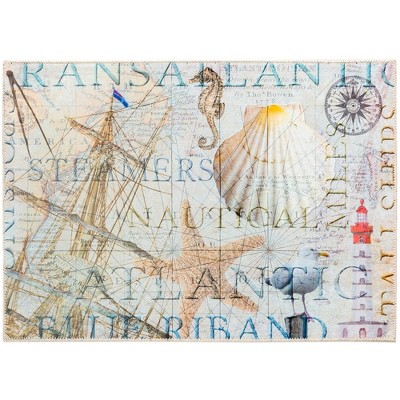 Olivia's Home Sailing the Seas Doormat, 22" x 32" – Nautical Boat-Themed Accent Rug for Coastal Entryways or Porches