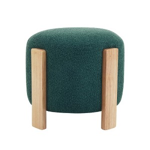 Ottoman Foot Rest Round Bag Floor Chair for Bedroom or Entryway in Blackish Green - 1 of 4