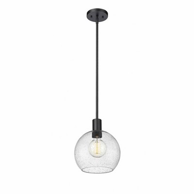 Matte Black Steel and Glass Globe LED Pendant
