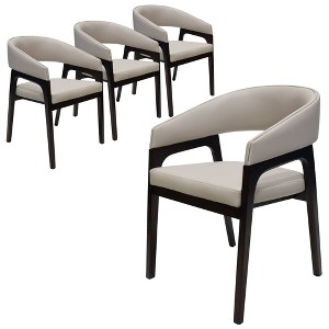 Leisuremod Cali U-Shaped Dining Arm Chair with Leather Upholstery, Open Back Design for Modern Kitchen and Home, Set of 4 - 1 of 4