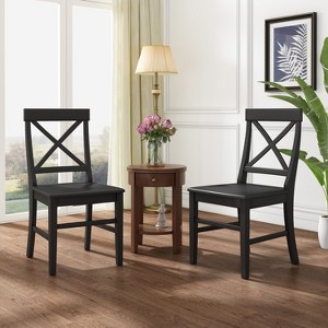 Modern Dining Chairs Set of 2, Farmhouse Acacia Wooden Dining Chairs, Armless Kitchen Chair-Christopher Knight Home - 1 of 4