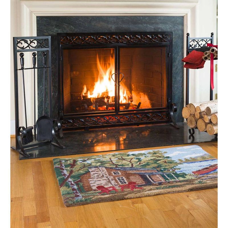 Plow & Hearth - Large Cast Iron Scrollwork Fireplace Fire Screen with Doors, 44"W x 33"H, 5 of 6