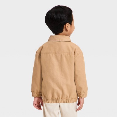 Cat & Jack Baby Boys' Full Zip Twill Jacket - Cat & Jack™ Beige 12M — фото 2