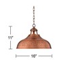 Franklin Iron Works Essex Dyed Copper Pendant Light 16" Wide Farmhouse Rustic Hammered Dome Shade for Dining Room House Foyer Kitchen Island Entryway - 4 of 4