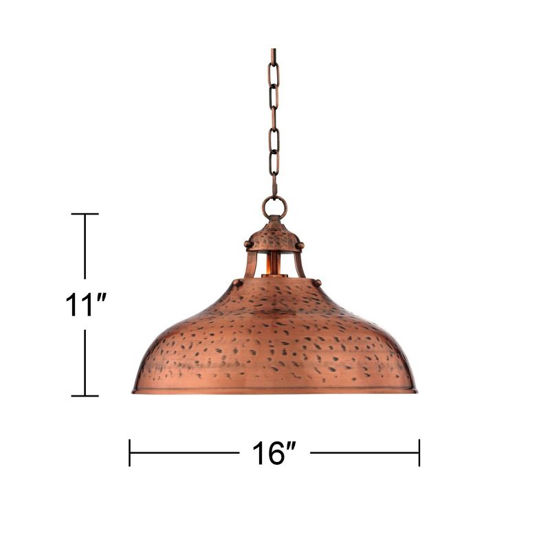 Franklin Iron Works Essex Dyed Copper Pendant Light 16" Wide Farmhouse Rustic Hammered Dome Shade for Dining Room House Foyer Kitchen Island Entryway, 4 of 8