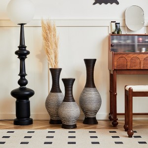 Dolonm 20"/24"/28" Gray Bottle PVC Polyethylene Floor Vase Trio, Modern Textured Tall Vases for Home Decor (Set of 3) - 1 of 4
