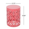 Modern Iron Patio Side Table with Floral Cut Design, Cylindrical Outdoor End Table, Iron-cut Outdoor End Table for Patio -Christopher Knight Home - 4 of 4