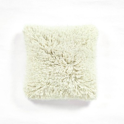 20"x20" Oversize Shaggy Faux Fur Family-Friendly Square Throw Pillow Cover Neutral - Lush Décor
