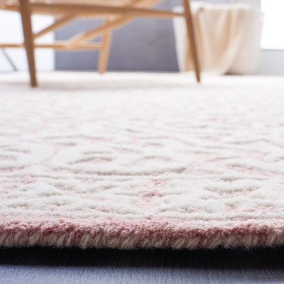 Ivory and Pink Floral Hand-Tufted Wool Area Rug