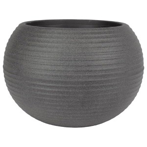 The HC Companies 12 Inch Atlas Sphere Planter with Drainage Hole, Indoor or Outdoor Use, Decorative Round Plastic Plant Pot for Herbs or Flowers, Gray - 1 of 4