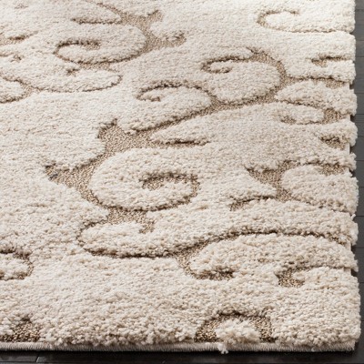 Cream Beige Tufted Handmade Square Shag Rug