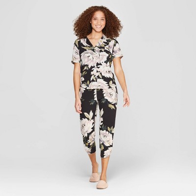 Women's Floral Print Beautifully Soft Crop Notch Collar Pajama Set - Stars  Above™ Black S – Target Inventory Checker – BrickSeek