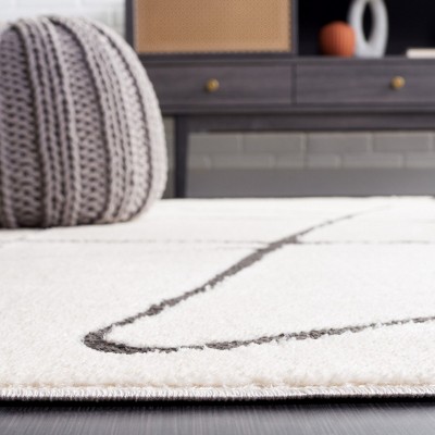 Melody 6'7" Square Black and Ivory Geometric Area Rug