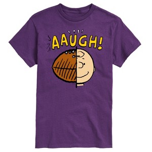 Men's - Peanuts - C Brown Half Football Head Short Sleeve Graphic T-Shirt - 1 of 4