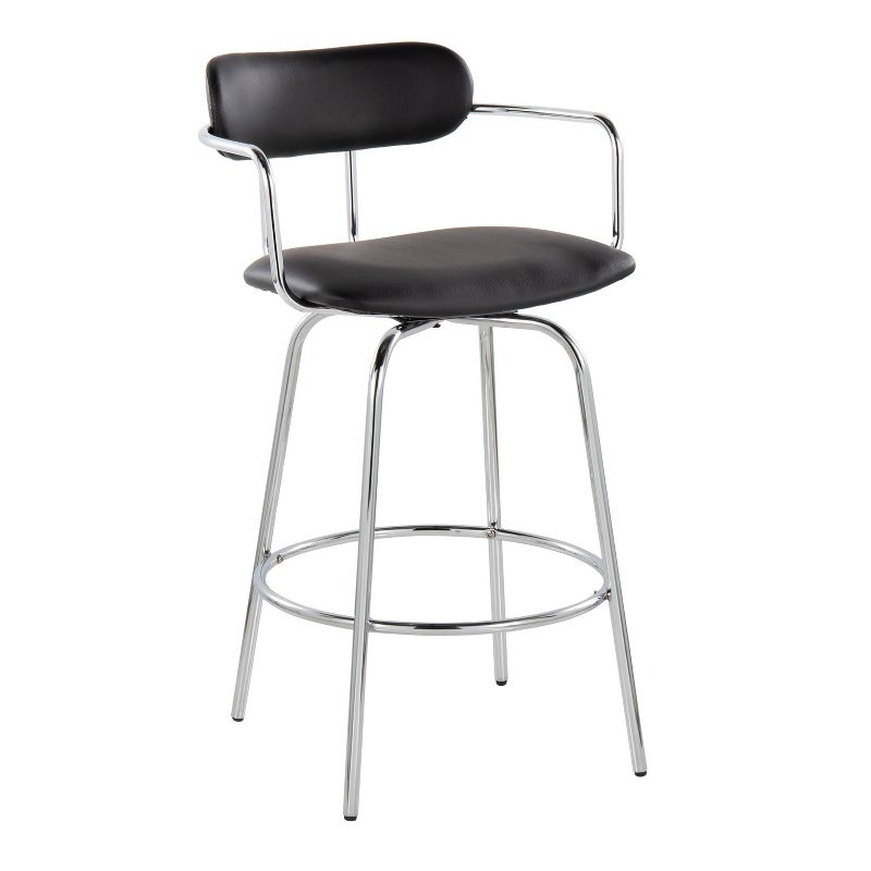 Set of 2 Demi Counter Height Barstools Chrome/Black - LumiSource, 3 of 12
