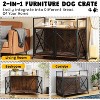 Furniture Style Dog Crate, Farmhouse Dog Kennnel Furniture with Wheels, 4 Latches, Large Heavy Duty Dog Cage,Rustic Brown - 3 of 4