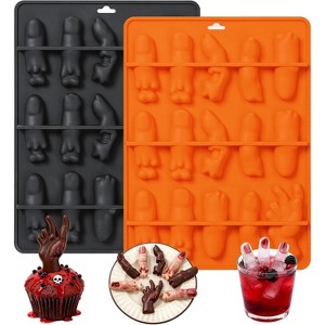 JDICTION 2-Pack Halloween Witch Finger Silicone Molds 15-Cavity Food Grade Non-Stick for Chocolate Candy Ice - 1 of 4