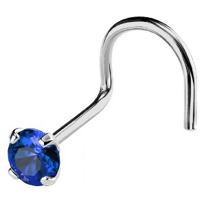 Jewelry Avalanche 22G 14K Gold Nose Screw Nose Stud with Blue Sapphire Gemstone - 1 of 2