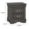 Royal Hampton Traditional Style Wooden Nightstand with Two Drawers and Metal Handles, Dark Gray - 2 of 4