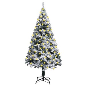 Aghana Digitals 70.9in Pre-Lit Flocked Artificial Christmas Tree with Warm White LED Lights, UV - 1 of 4