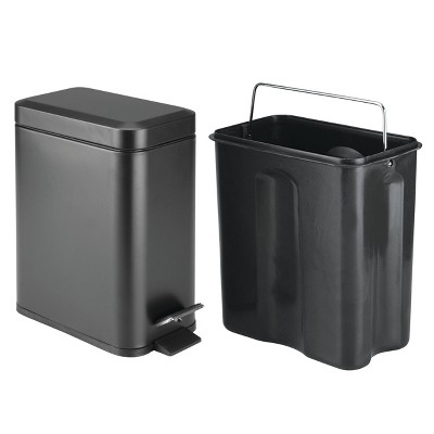 Black Stainless Steel Rectangular Pedal Kitchen Wastebasket
