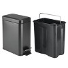 iDESIGN Rectangle Step Can Black: Metal Bathroom Wastebasket, 5L Capacity, Solid Pattern, 11.75" Height - 4 of 4