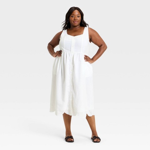 Женские платья Universal Thread Women's Sleeveless Button-Up Midi A-Line Dress - Universal Thread™ White XXL